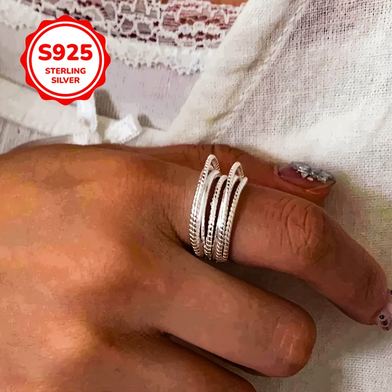 925 Silver Hypoallergenic Open Ring Spiral Adjustable Ring